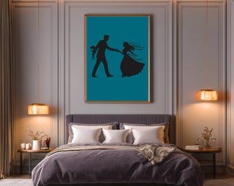 Romantic Couple Silhouette Print | Modern Wall Art | Digital Download