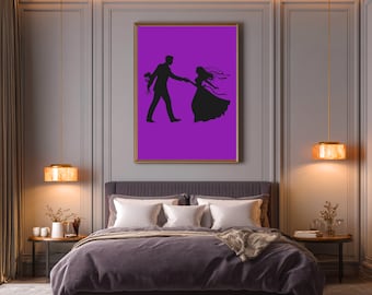 Romantic Couple Silhouette Print | Modern Wall Art | Digital Download