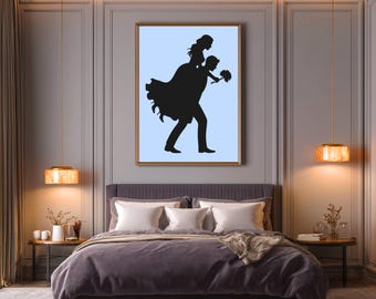 Romantic Couple Silhouette Print | Modern Wall Art | Digital Download