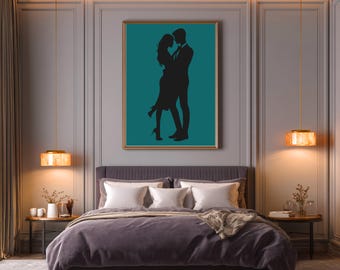 Romantic Couple Silhouette Print | Modern Wall Art |Digital Download