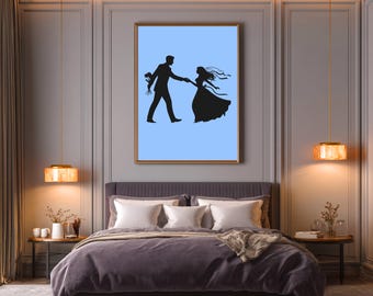 Romantic Couple Silhouette Print | Modern Wall Art | Digital Download