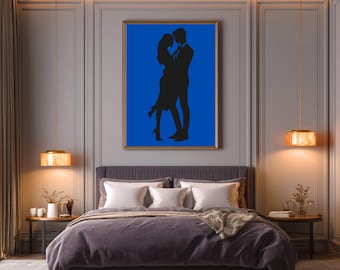 Romantic Couple Silhouette Print | Modern Wall Art  | Digital Download