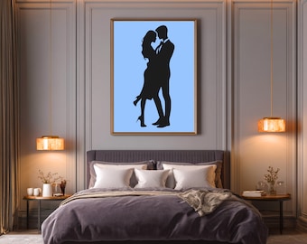 Romantic Couple Silhouette Print | Modern Wall Art |Digital Download