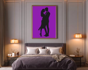Romantic Couple Silhouette Print | Modern Wall Art | Digital Download