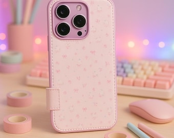 Pink Floral Cute Phone Case Soft Protective Cover with Subtle Bow & Flower Design for iPhone 17 16 15 14 13 Series Aesthetic Grip Case