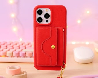 Hand Strap Tri fold Wallet Phone Case Faux Leather Card Holder & Wrist Strap for iPhone 17 16 15 14 13 12 Series Functional Protective Cover