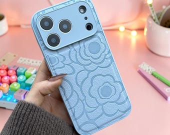Camellia Floral iPhone Case for iPhone 12 13 14 15 16 17, Embossed Soft Silicone Case, Cute Protective Phone Cover