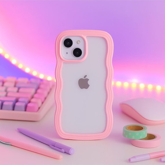 Candy Wavy Edge Phone Case Pastel Bumper Cover in Multiple Colours Shockproof Transparent Case for iPhone 17 16 15 14 13 12 11 Series