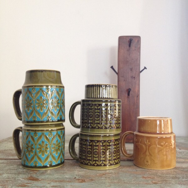 Set of 5 vintage mismatched coffee cups