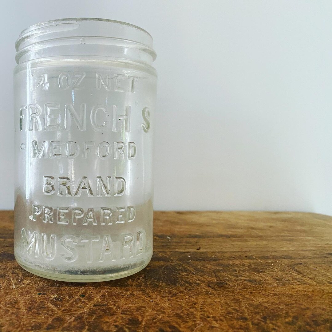 Vintage Frenchs Mustard Embossed Glass Jar / Advertisement Etsy