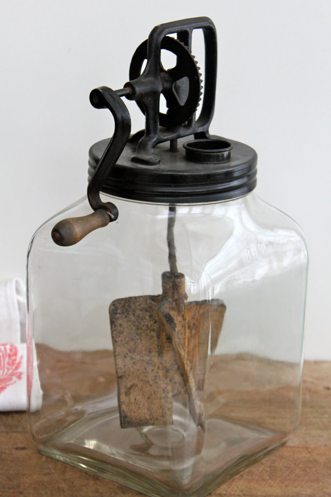Antique butter churn with wooden paddles Reserved for Etsy