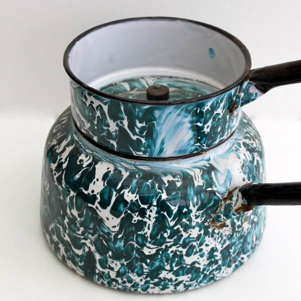 Enamel french double boiler pot