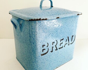 Vintage English Enameled bread canister/box Graniteware