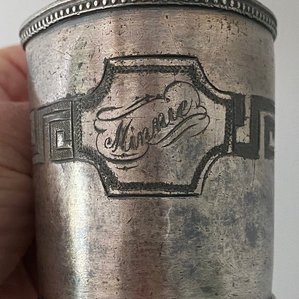 Vintage Silver plate monogramed mug / cup / Tumbler