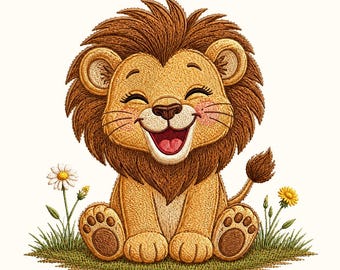 Baby Lion Smiling Embroidery Design, Safari Animal Machine Embroidery Pattern, Nursery Decor Design, Baby Shower Gift (Instant Download)