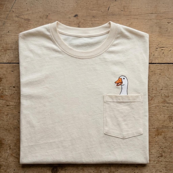 Goose Pocket Embroidery Design, Silly Goose Machine Embroidery Pattern, Funny Animal Embroidery PES DST