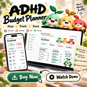 ADHD Budget Planner App | Paycheck Budget, Bill Tracker, Spending & Savings | Pocket Budget Cute App with Milo, Pip and Rex