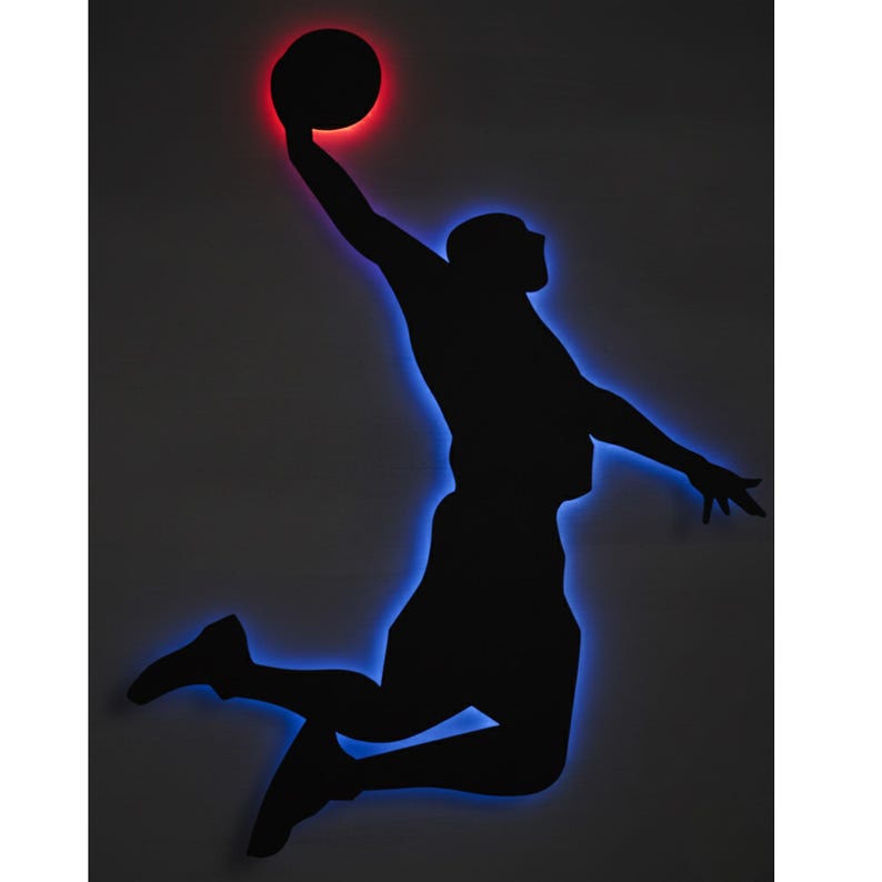 Basketball metal wall art with LED backlight