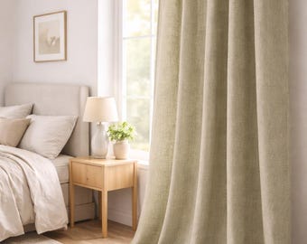 Handmade Linen Curtains in Custom Sizes Window and Door curtains Bedroom Farmhouse Curtains-Farmhouse Industrial or Country Kitchen Style,2P