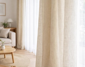 White Linen Sheer Curtains - Airy, Washed Soft Panels