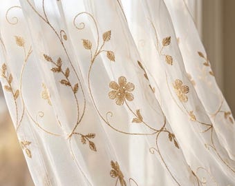 Sheer Linen Curtains: Ivory Floral Embroidery & Styles