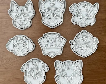 Paw Patrol 8-Piece Cookie Cutter Set | Chase, Marshall & Friends | Approx 3" (8cm)