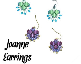 Joanne Earrings Tutorial-Silky Beads, Superduo, beadweaving