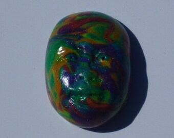 Rainbow face-polymer clay cabochon