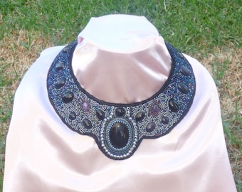 Universe-a bead embroidered collar necklace