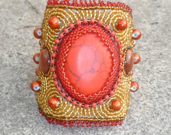 Red Beauty-Elegant Elements Cuff Collection (FREE MATCHING EARRINGS)