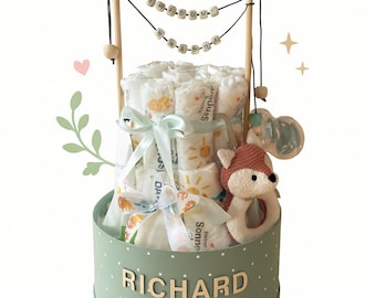 Personalized diaper cake Welcome Baby gift for birth, baptism or baby shower
