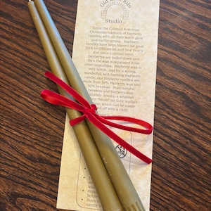 Velas cónicas de Bayberry Real de 30 cm vertidas a mano, caja de 2 velas artesanales