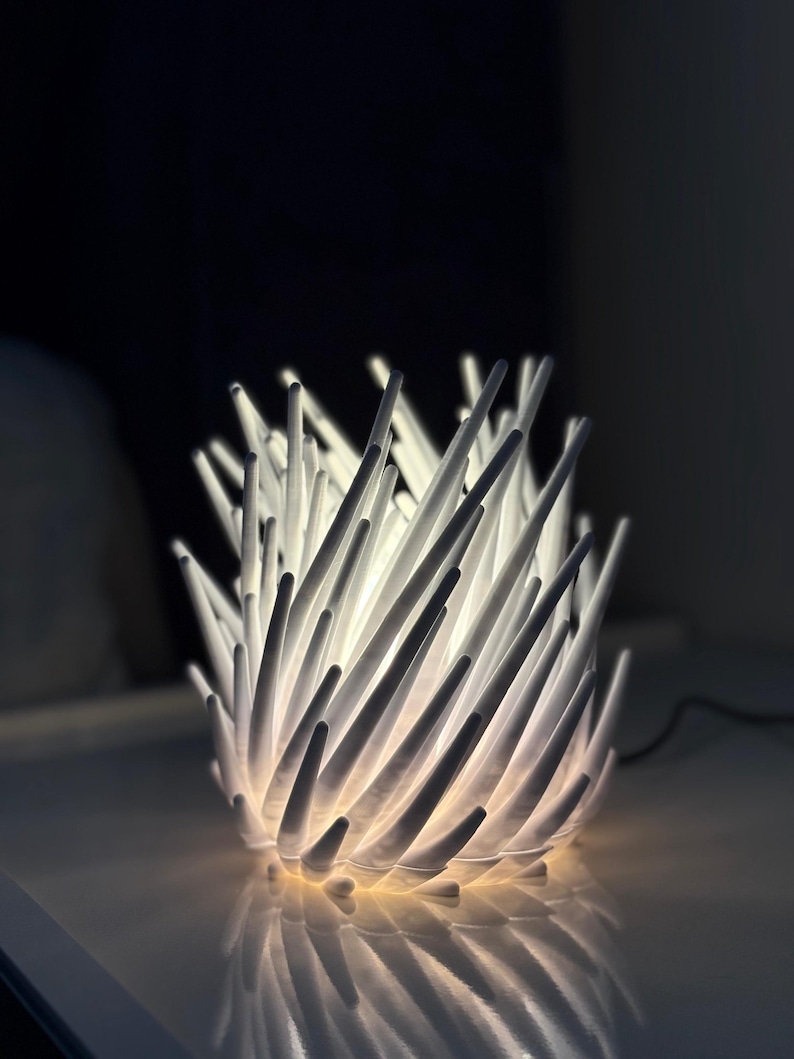 VERA — Lámpara de mesa blanca impresa en 3D: 15 cm (5,91") Lámpara decorativa minimalista hecha a mano