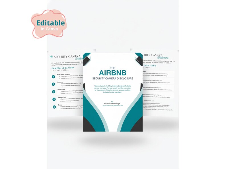 Security Camera Disclosure Template | Airbnb Compliance Form | Camera ...