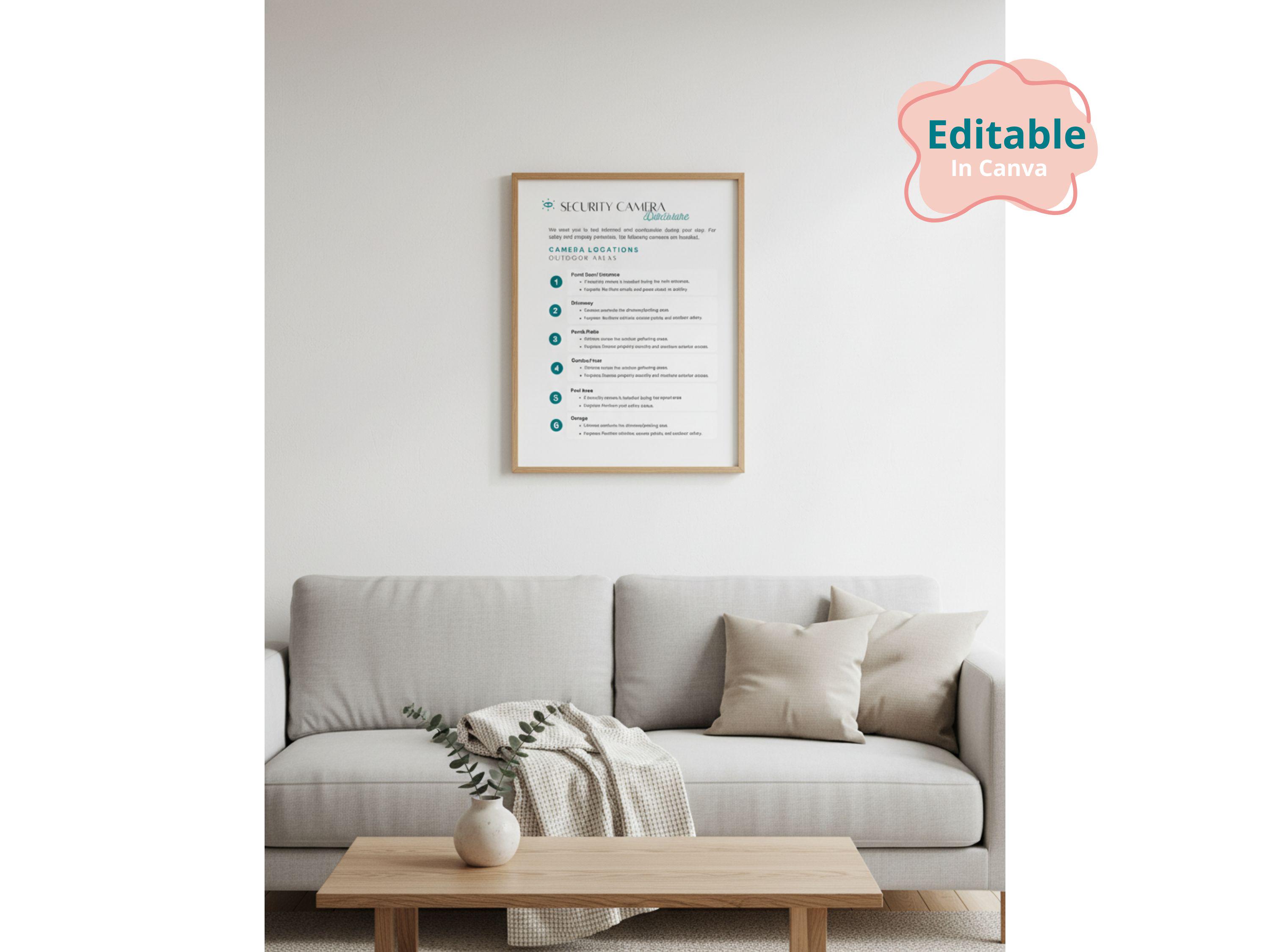 Security Camera Disclosure Template | Airbnb Compliance Form | Camera ...