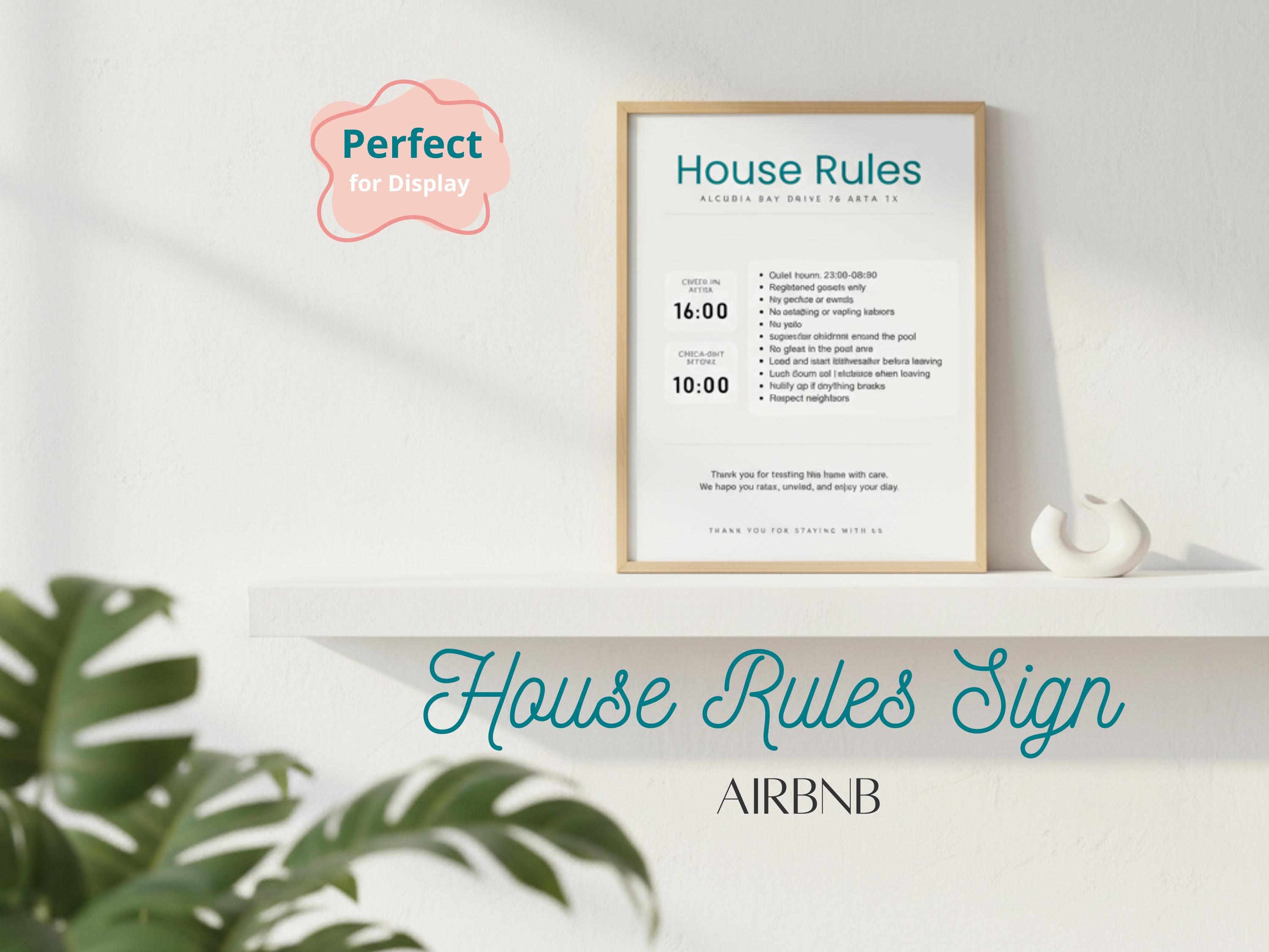 Airbnb House Rules Printable | Editable Canva Template | Vacation ...