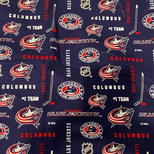 Columbus Blue Jackets NHL Cotton print fabric - 42&quot; wide
