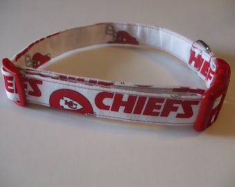 Handmade Cotton Dog Collar Kansas City Chiefs