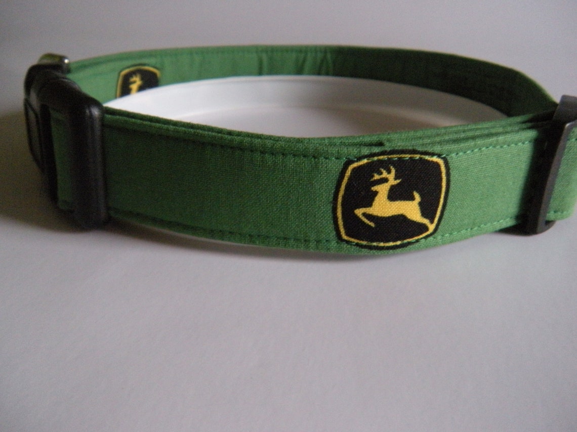 Handmade Cotton Dog Collar Green John Deere Tractors Etsy