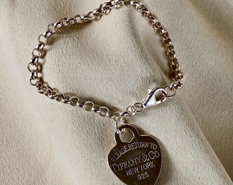 Tiffany & Co Return to Tiffany Heart Tag Bracelet – Sterling Silver 925 – Good Used Condition