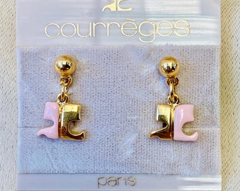 Vintage Courrèges-logotypörhängen - 22 karat guldpläterat rodium