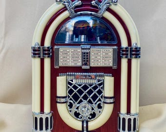 Mini Jukebox AM FM Radio 1940-talet Fungerar Med Ljus 8”