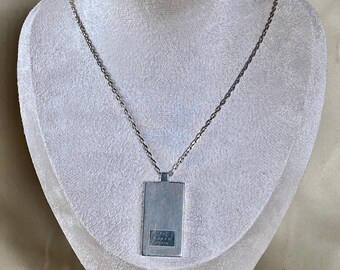 Vintage GUCCI italienskt sterlingsilver rektangulärt hängehalsband (925)
