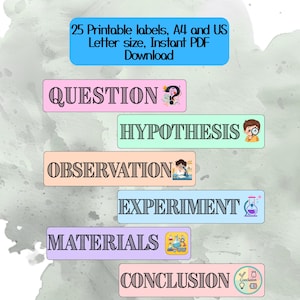 Science Fair Labels Printable | STEM Science Experiment Labels | Scientific Method Tags | science board labels