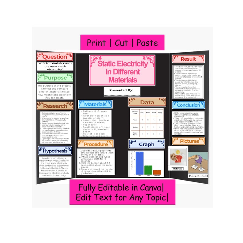 Science Fair Project | Scientific Method Static Electricity | STEM ...
