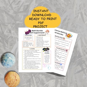 Printable Science Fair Project PDF | Bath Bomb DIY Experiment | Instant Download for Kids Grades 3–5 | STEM School Activity