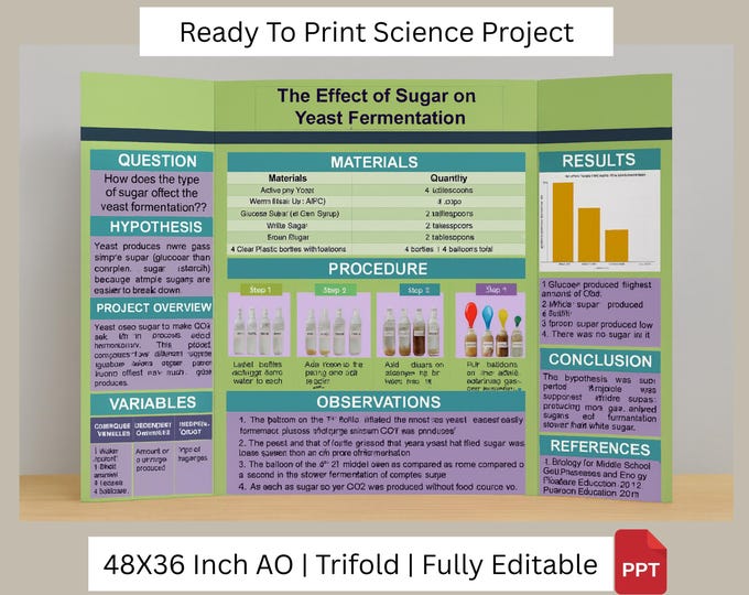 Ready to Print Science Fair Project & Template | STEM Trifold Display ...