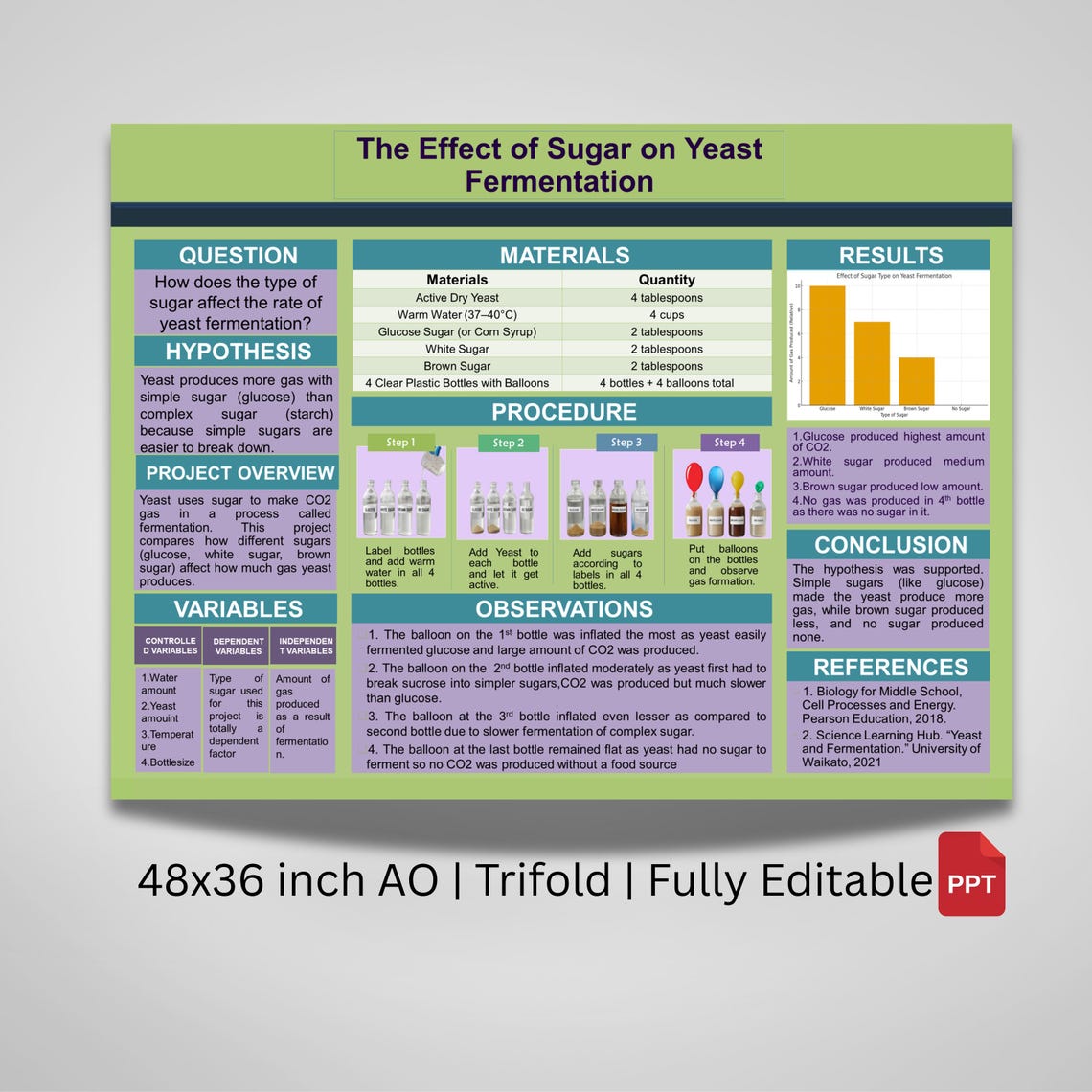 Ready to Print Science Fair Project & Template | STEM Trifold Display ...
