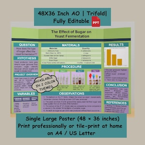 Klaar om af te drukken Science Fair-project en sjabloon | STEM-driebladige display | Afdrukbare pdf + bewerkbare PPT | Projectbord voor onderzoek van 48 x 36 pixels