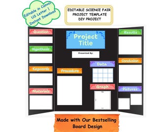 Science Fair Poster Template for DIY Project | Canva Editable |STEM Trifold Layout | 11 Editable Pages US Letter | Instant Download